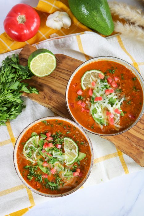 keto taco soup served