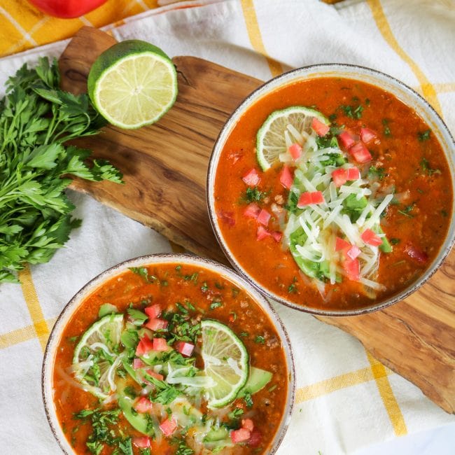 keto taco soup keto taco soup served