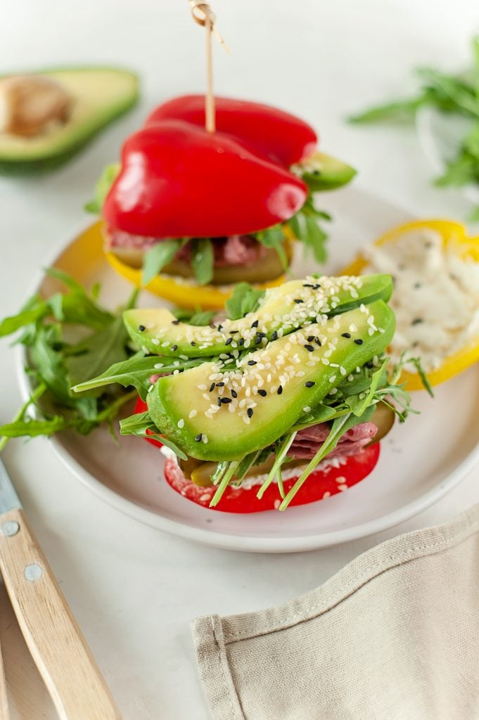 served bell pepper sandwich