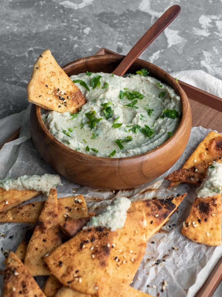 is hummus keto Baba Ganoush with Pita Chips