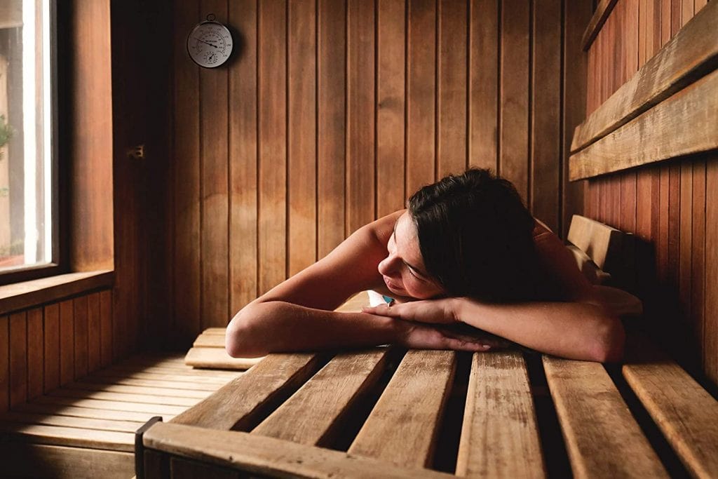 woman in traditional sauna