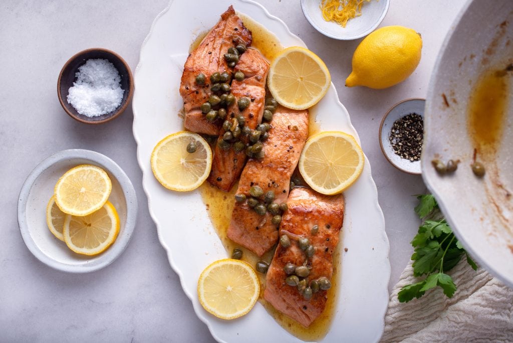 pan fried salmon serving pan fried salmon