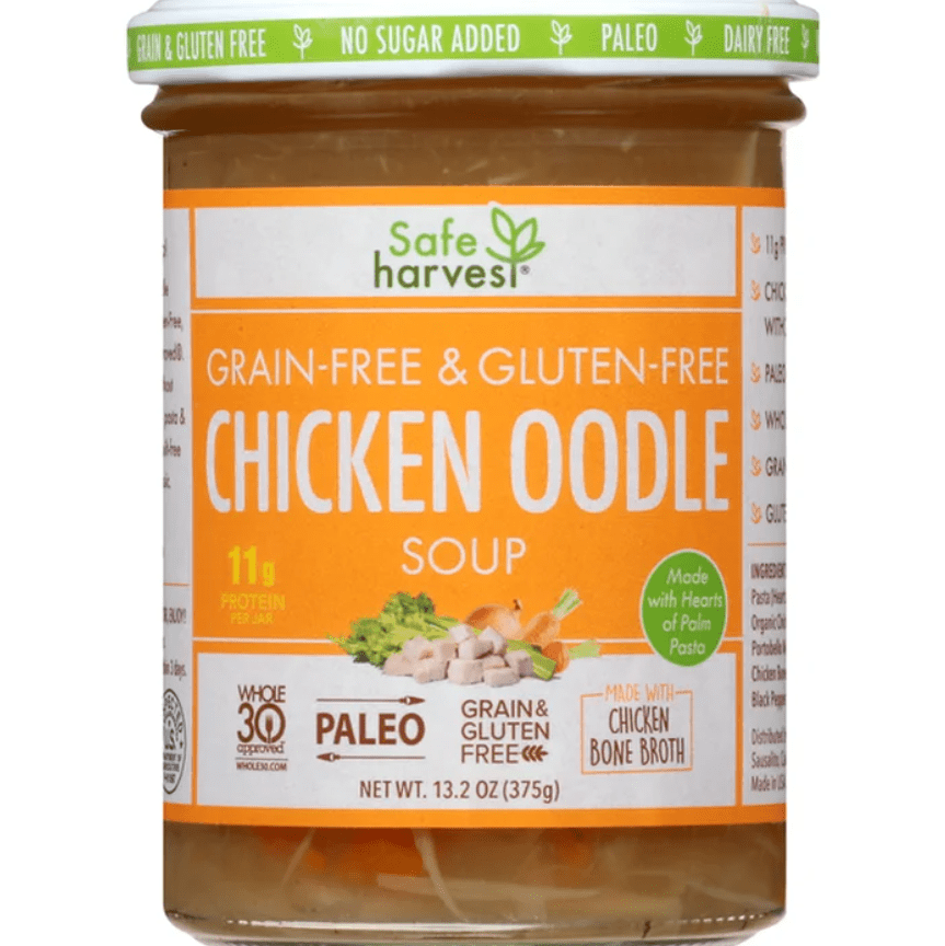 Grain and gluten free chicken noodle soup from Safe Harvest