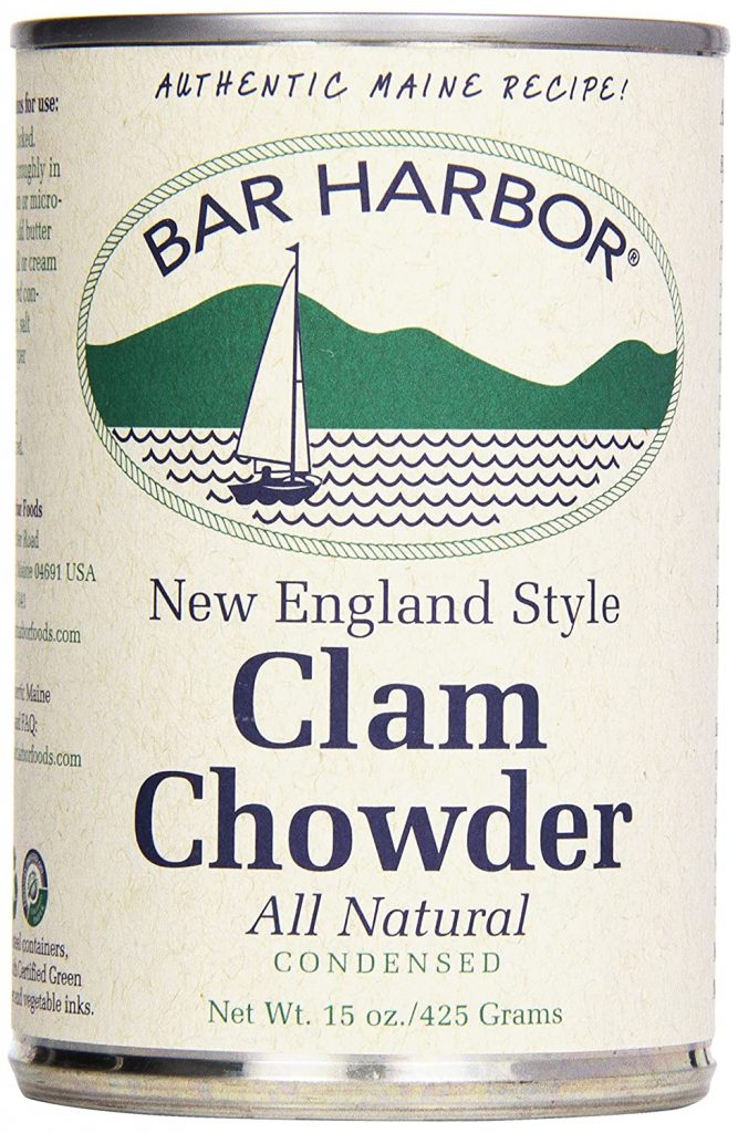low carb soups canned New England Clam Chowder from Bar Harbor