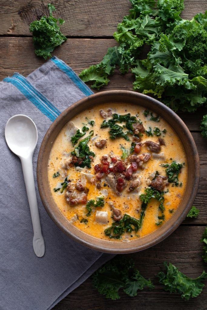 keto zuppa toscana in a bowl