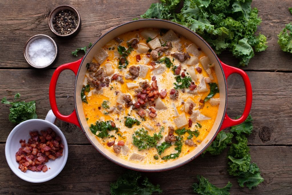 serving zuppa toscana