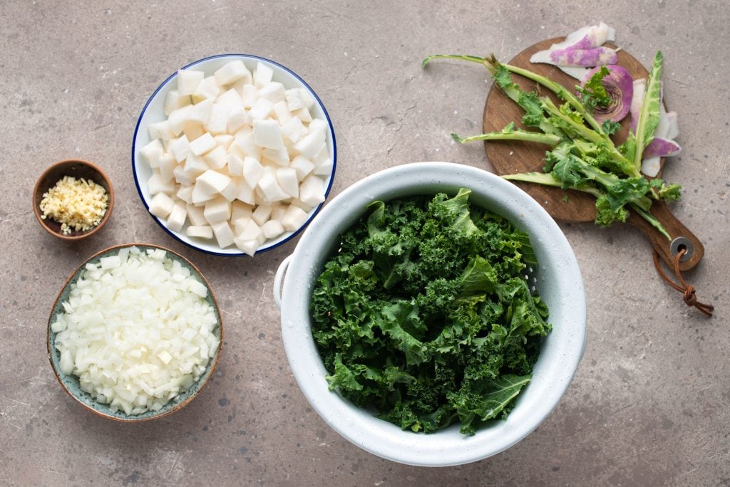 zuppa toscana preparing veggies